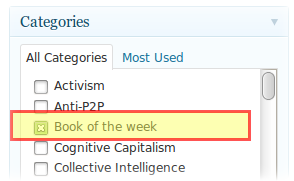 Select "Book of the week" as category of your post